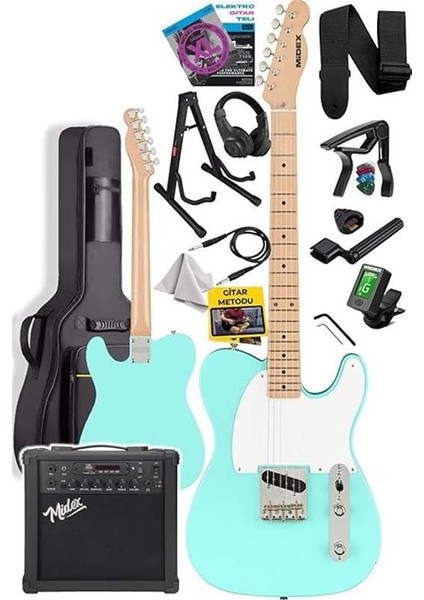 TLX-50GR-25AMP Tele Kasa Maple Klavye 2 Single-Coil 25W Amfili Elektro Gitar fiyatları