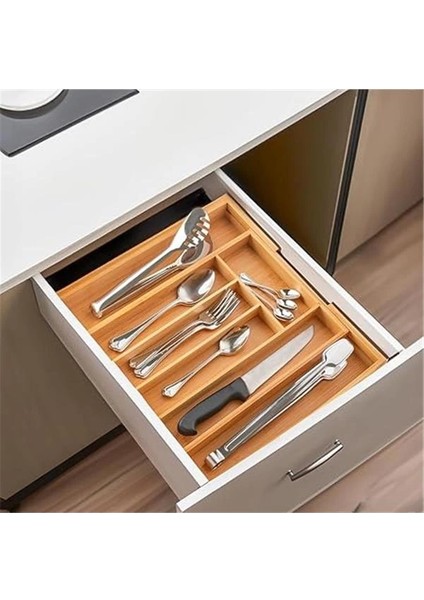 M9263-55 Ölçü Ayarlı 5-7 Bölmeli Bambu Kaşıklık - Çekmece Içi Tezgah Üstü Kaşıklık Organizer fırsatları