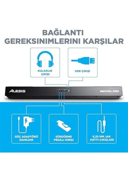 Recital Pro - Dijital Piyano Klavye 88 Ağırlıklı Çekiç Hareketli Tuşu, 12 Premium Ses ve fırsatları