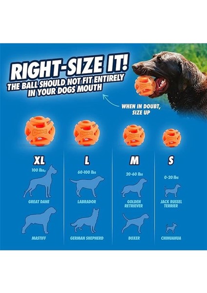 ! Air Fetch Ball Köpek Oyuncağı, Orta (6,4 cm Çap), 9-27 kg Köpekler Için, 2'li Paket