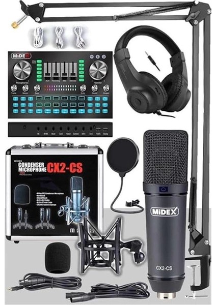 Midex Stüdyo Ekipmanları Private Paket-4 Cx2 Mikrofon VS20 Ses Kartı Stüdyo Kayıt Seti