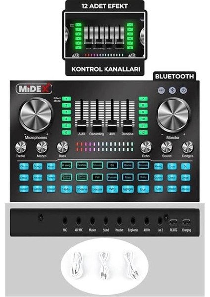 Midex Stüdyo Ekipmanları Private Paket-4 Cx2 Mikrofon VS20 Ses Kartı Stüdyo Kayıt Seti modelleri