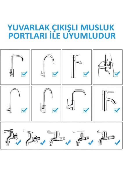 Su Tasasrruflu 3 Fonksiyonlu Mutfak Musluk Başlığı 360 Derece Oynar Başlıklı Krom Görünümlü
