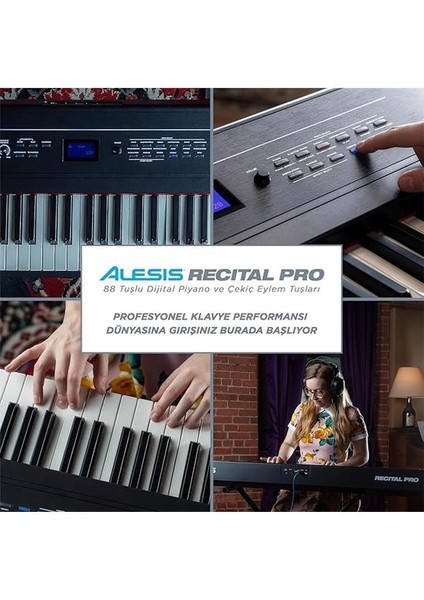 Recital Pro - Dijital Piyano Klavye 88 Ağırlıklı Çekiç Hareketli Tuşu, 12 Premium Ses ve