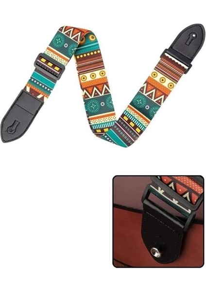 Midex SR-11GRN Gitar Omuz Askısı, Çok Renkli Desenli Uzunluk 90-143 cm