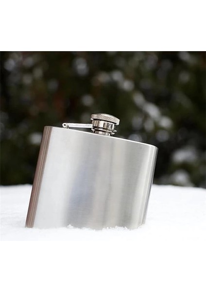 5 Oz 150 cc Cep Tipi Vidalı Kapak Çelik Konyak Viski Içki Matarası(Hunili)