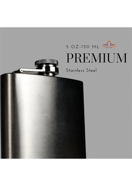 5 Oz 150 cc Cep Tipi Vidalı Kapak Çelik Konyak Viski Içki Matarası(Hunili) fiyatları