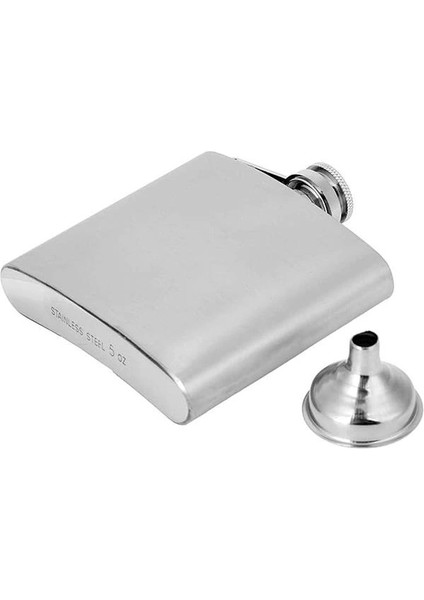 5 Oz 150 cc Cep Tipi Vidalı Kapak Çelik Konyak Viski Içki Matarası(Hunili)