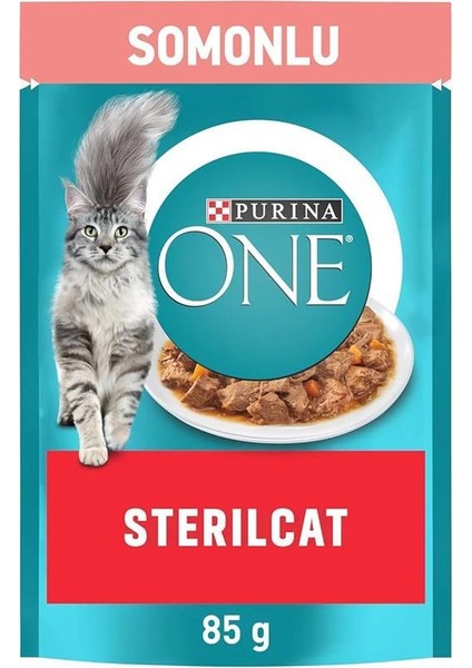 Somonlu Kısırlaştırılmış Kediler Için Yaş Kedi Maması 85 Gram, 26 Adet