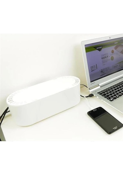 Antrasit Kablo Düzenleyici Çoklu Priz Kutusu Kablo Toplayıcı