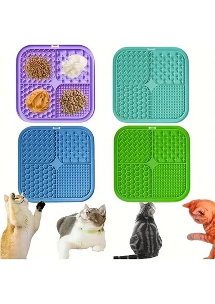Köpek ve Kedi Için Yavaş Yeme Katı Gıda ve Sıvı Yeme Kabı ve Yalama Matı 1 Adet 20X20