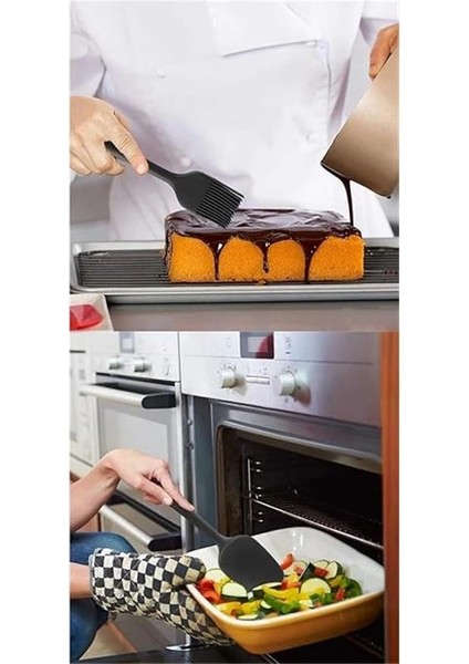 Yanmaz Yapışmaz Silikon 6'lı Pasta, Yumurta Fırçası, Kaşık Bıçak, Spatula Mutfak Seti