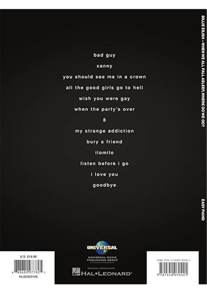 Billie Eilish - When We All Fall Asleep, Where Do We Go?: Easy Piano Songbook fiyatları