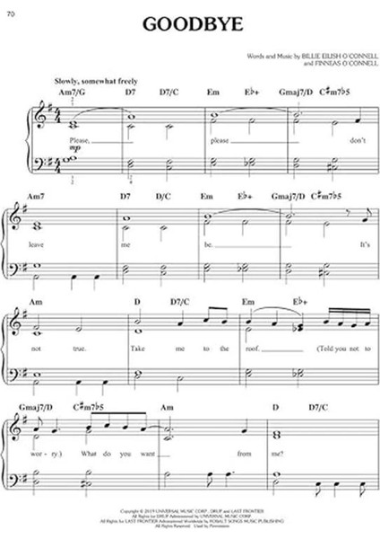 Billie Eilish - When We All Fall Asleep, Where Do We Go?: Easy Piano Songbook