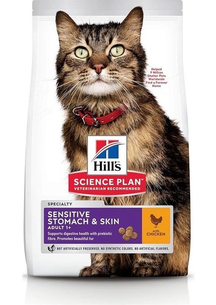 Hill's Sp Mide ve Deri Hassasiyeti Tavuklu Yetişkin Kedi Maması 1.5kg