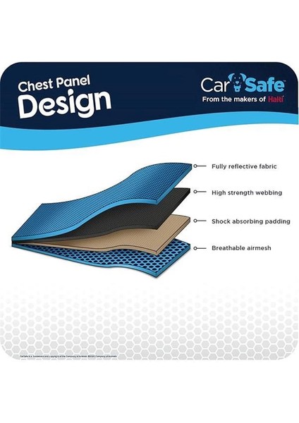 Carsafe Çarpışma Testli Köpek Harness Göğüs Tasması, Medium Mavi