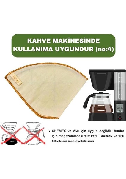(1 Adet) Yıkanabilir, Kumaş Kahve Filtresi (No:4) AĞARTILMAMIŞ%100 Ham Pamuk, Organik, Ekolojik fiyatları