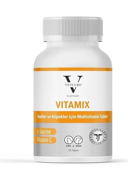 Vitamix Kedi ve Köpek Multivitamin ve Mineral Aminoasit Desteği 75 Tablet