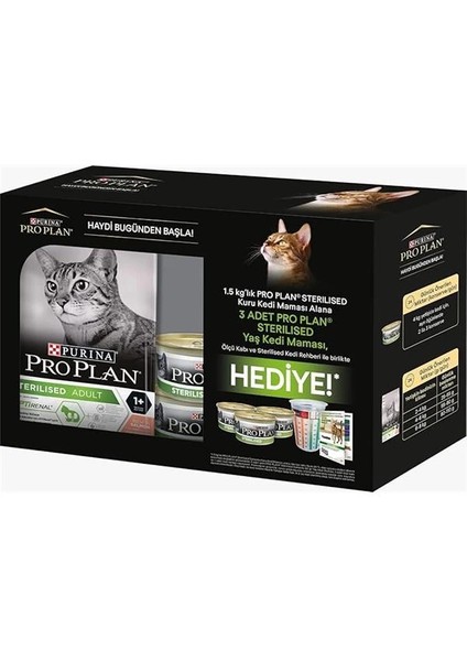 Sterilised Somonlu Kuru Kedi Maması 1.5 kg +3 Pouch Hediye