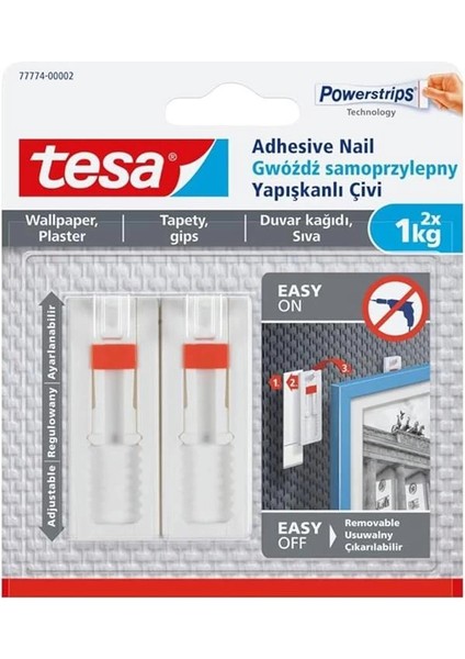 77774 – 00002 – 00 ÇIKARILABILIR Ayarlanabilir Kendinden Yapışkanlı Tırnak Üzerine Resim Asmak