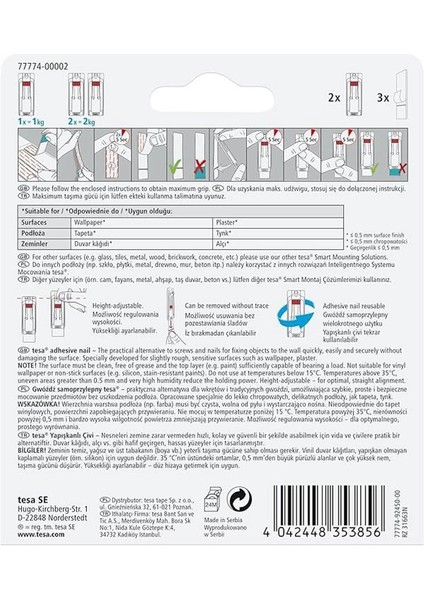 77774 – 00002 – 00 ÇIKARILABILIR Ayarlanabilir Kendinden Yapışkanlı Tırnak Üzerine Resim Asmak fiyatları