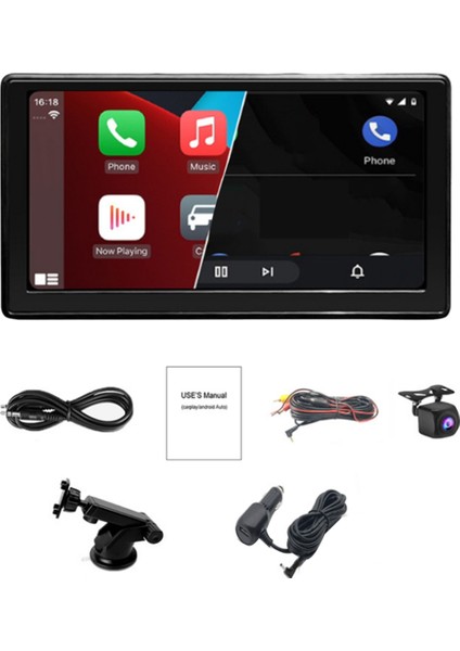 7 Inç Portatif Kablosuz Carplay Android Otomatik Otomobil Radyo Mp5 Video Oyuncu Araç Stereo Fm Araç Ters Görüntü (Yurt Dışından)