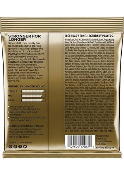 Paradigm Light 80/20 Bronz Akustik Gitar Telleri, Ölçü 11-52 indirimleri