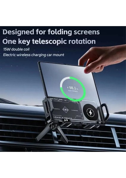 Araba Kablosuz Şarj Cihazı Stand Katlama Ekran Hızlı Şarj 15W Hızlı Araba Kablosuz Şarj Standı Telefon Tutucu (Yurt Dışından) modelleri