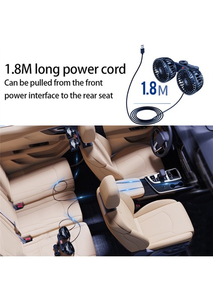 Fan Için Fan Elektrikli Araba Klip Soğutma Fanları Başlık 360 Derece Dönebilir Çift Kafa 3 Hızlı Arka Koltuk Hava Fanı (Yurt Dışından)