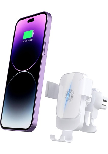 Beyaz Kablosuz Araba Şarj Cihazı, Telefon Tutucusu 15W Hızlı Şarj Otomatik Kenetleme Telefon Tutucusu (Yurt Dışından) indirimleri