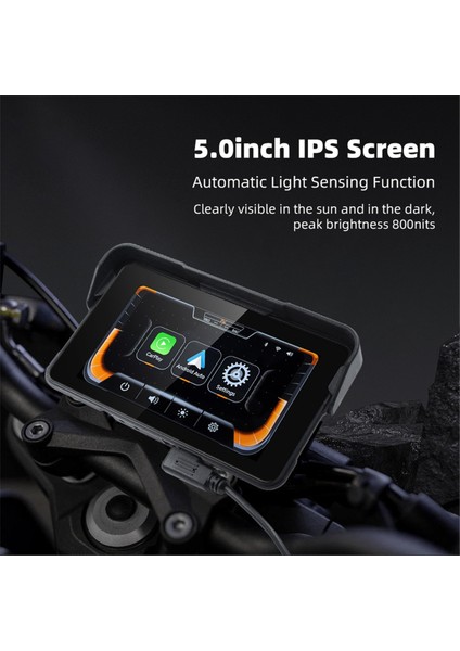 5.0 Inç Kablosuz Carplay Moto Android Otomatik Taşınabilir Dijital Motosiklet Gösterge Tablosu Motosiklet Navigasyon Ekran (Yurt Dışından) fırsatları