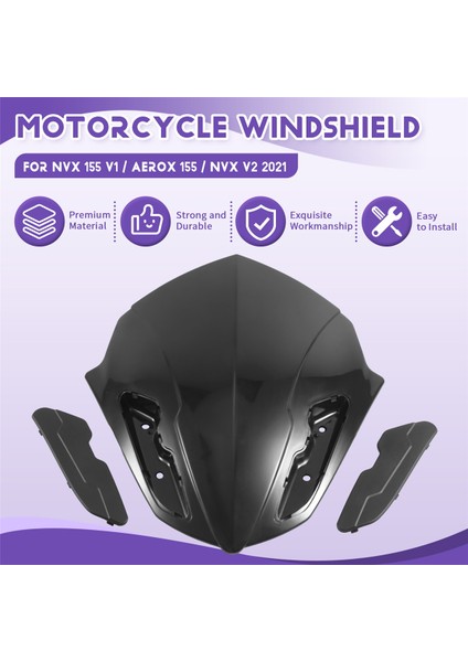Yamaha Nvx 155 V1 / Aerox 155 / Nvx V2 2021 Siyah Için Motosiklet Ön Cam Ön Cam Vizörü Viser (Yurt Dışından) fırsatları