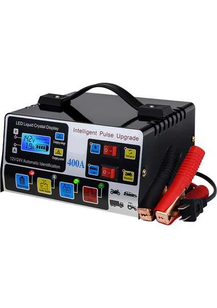 Araç Pil Şarj Cihazı Tam Otomatik Yüksek Frekanslı Akıllı Darbe Onarım Şarj Cihazı LCD Ekran 12V24V 220W Us Fiş (Yurt Dışından)