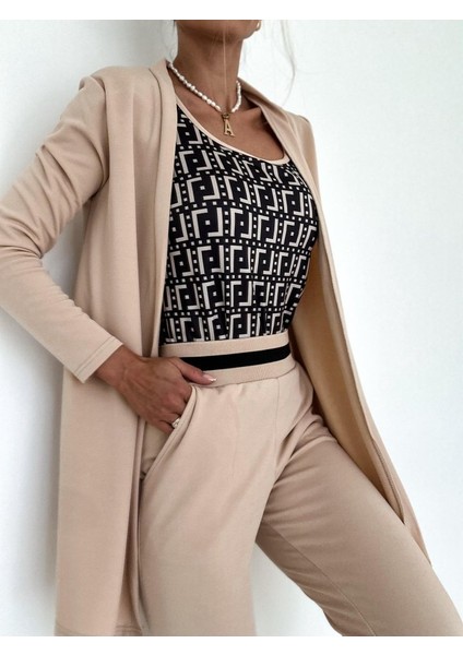 Kadın Uzun Kollu Krep Üçlü Takım