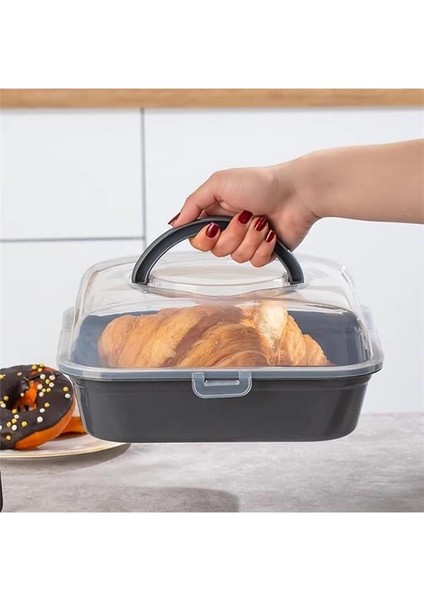 1096 Antrasit Pasta Kek Börek Kabı - Taşıma Çantası - Kilitli Fanus fırsatları