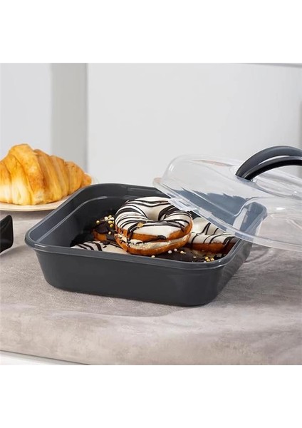 1096 Antrasit Pasta Kek Börek Kabı - Taşıma Çantası - Kilitli Fanus indirimleri