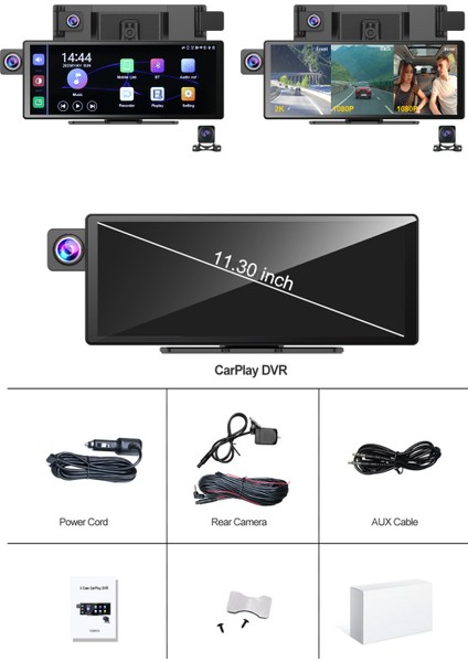 3 Kameralı Multimedya Ekranı | Carplay & Android Auto | Ön, Arka, Iç Kamera | 3in1 | 11.3" Ekran fiyatları