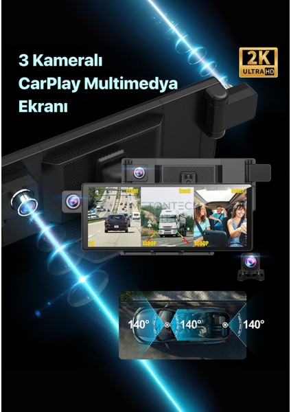 3 Kameralı Multimedya Ekranı | Carplay & Android Auto | Ön, Arka, Iç Kamera | 3in1 | 11.3" Ekran fırsatları