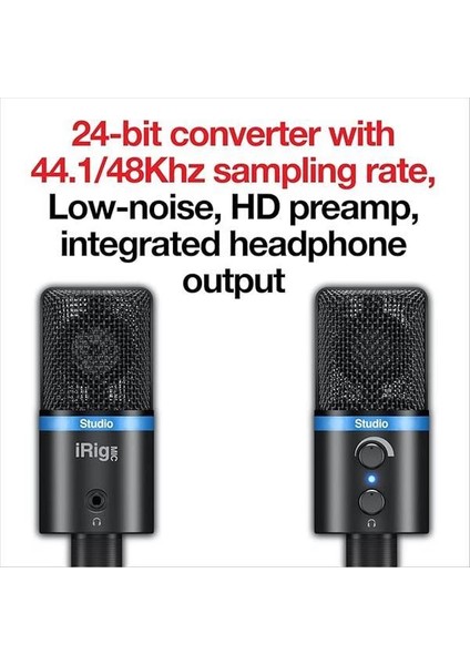 Irig Mic Studio - Black Ultra Portatif Büyük Diyafram Condanser Mikrofon (Ios fırsatları