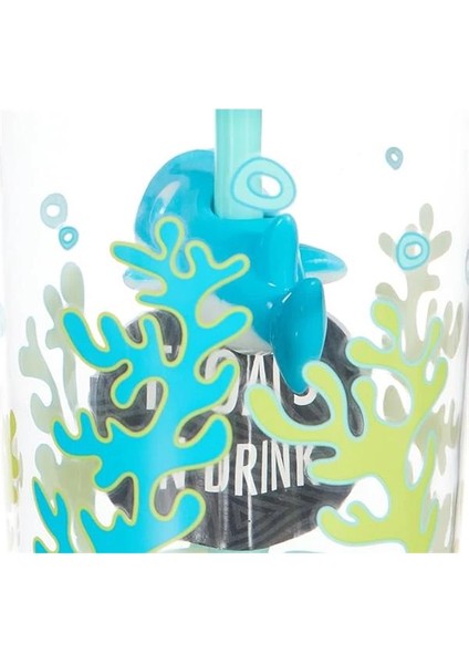 Yüzen Köpek Balığı Pipetli Tritan Bardak 470 Ml, Mavi