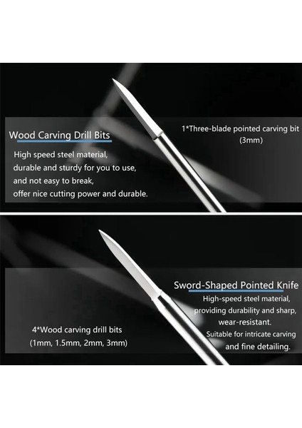 Ahşap Oyma Matkap Bitleri Döner Aracı İçin Set 12 PCS Gravür Matkap Aksesuarları Bit Ahşap El Sanatları Taşlama Aracı 3mm (Yurt Dışından) fiyatları