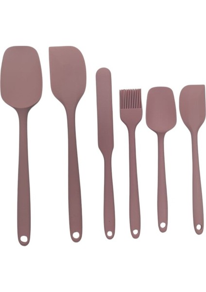 6lı Yanmaz Yapışmaz Isıya Dayanıklı Mutfak Pasta Slikon Yumurta Fırçası Kaşık Bıçak Spatula Seti