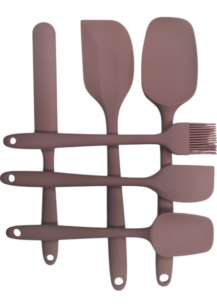 6lı Yanmaz Yapışmaz Isıya Dayanıklı Mutfak Pasta Slikon Yumurta Fırçası Kaşık Bıçak Spatula Seti modelleri