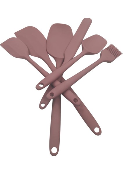 6lı Yanmaz Yapışmaz Isıya Dayanıklı Mutfak Pasta Slikon Yumurta Fırçası Kaşık Bıçak Spatula Seti fırsatları