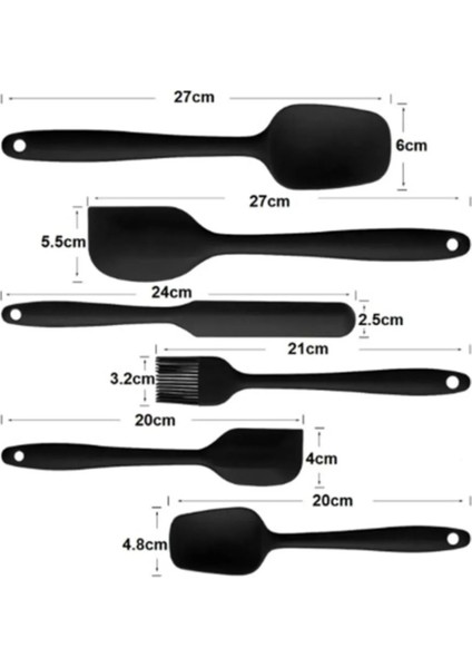 6lı Yanmaz Yapışmaz Isıya Dayanıklı Mutfak Pasta Slikon Yumurta Fırçası Kaşık Bıçak Spatula Seti indirimleri