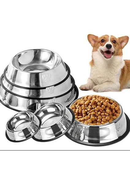 Kaymaz Taban Paslanmaz Çelik Mama ve Su Kabı (18 Cm)
