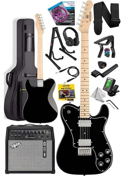 TLX-60BK-50AMP Telecaster Maple Klavye Hh 50W Amfili Elektro Gitar Seti fiyatları