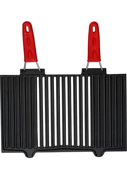 Metal Döküm Mangal Izgarası, Çift Silikon Kulplu, 40 x 25 x 0.7 cm modelleri