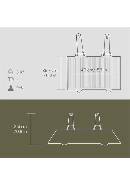 Metal Döküm Mangal Izgarası, Çift Silikon Kulplu, 40 x 25 x 0.7 cm indirimleri