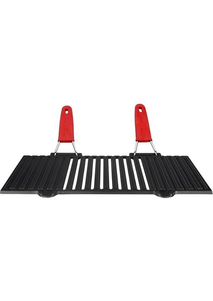 Metal Döküm Mangal Izgarası, Çift Silikon Kulplu, 40 x 25 x 0.7 cm
